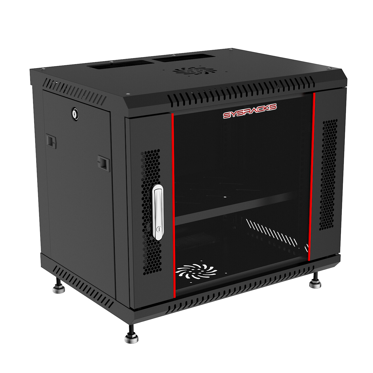 Sysracks 6U 24" Depth Wall It Data Server Cabinet Fan Shelf Feet Lockable