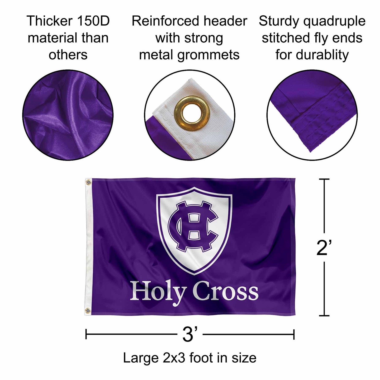 Holy Cross Crusaders Logo 2'x3' Flag