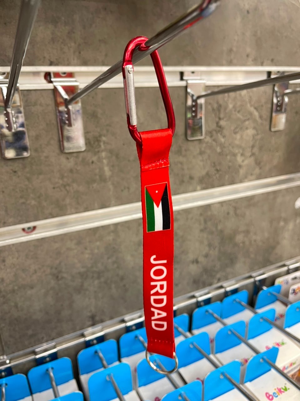 Jordanian Flag Red Keychain Fabric Strap Carabiner Keyring Jordan Souvenir Gift