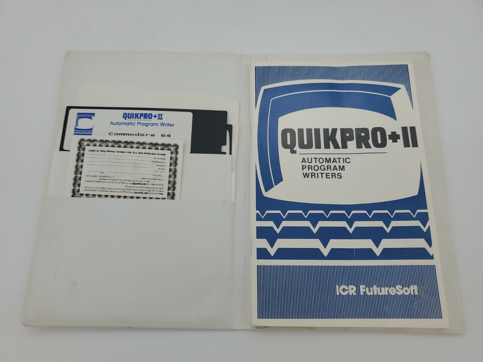 QuikPro+II Automatic Program Writers Software Manual Commodore 64 ICR FutureSoft