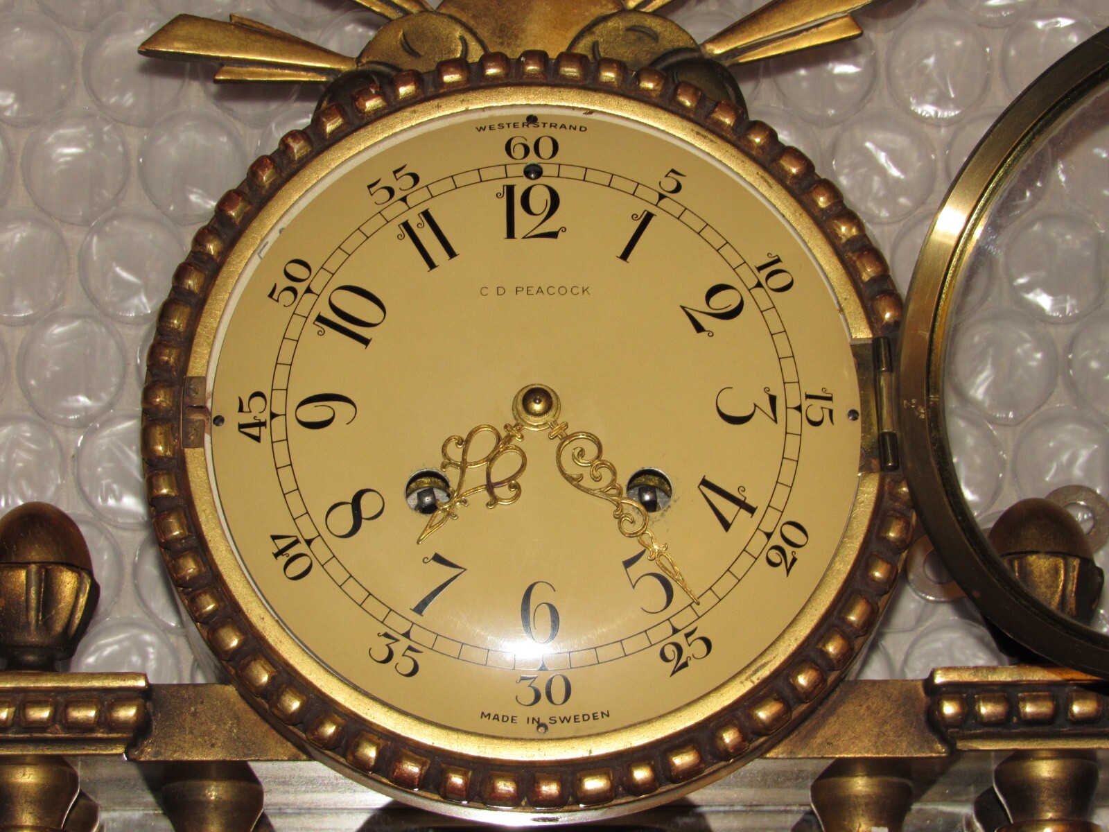 Swedish A.B. Westerstrands & Soner Mirrored Wall Clock 8-Day, Time/Bell Strike