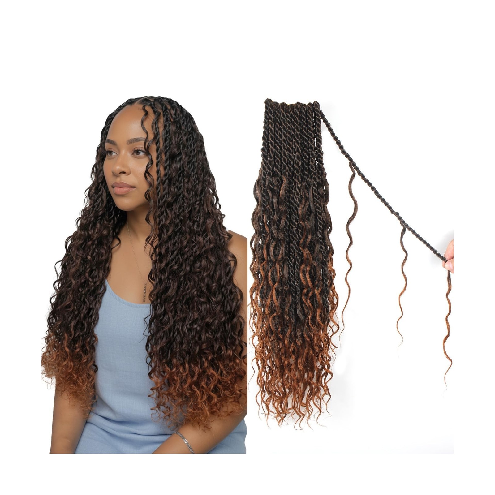 Senegalese Twist Crochet Hair with Curly Ends for Black Women 2... FAST USA SHIP