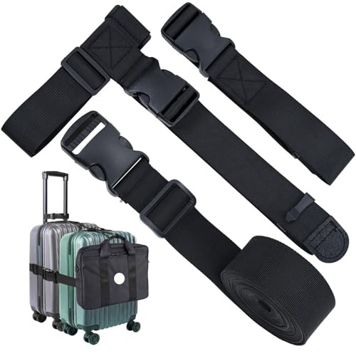 Add a Bag Luggage Strap - Heavy Duty Adjustable X-Large- Width 1.5" - 3 Pack