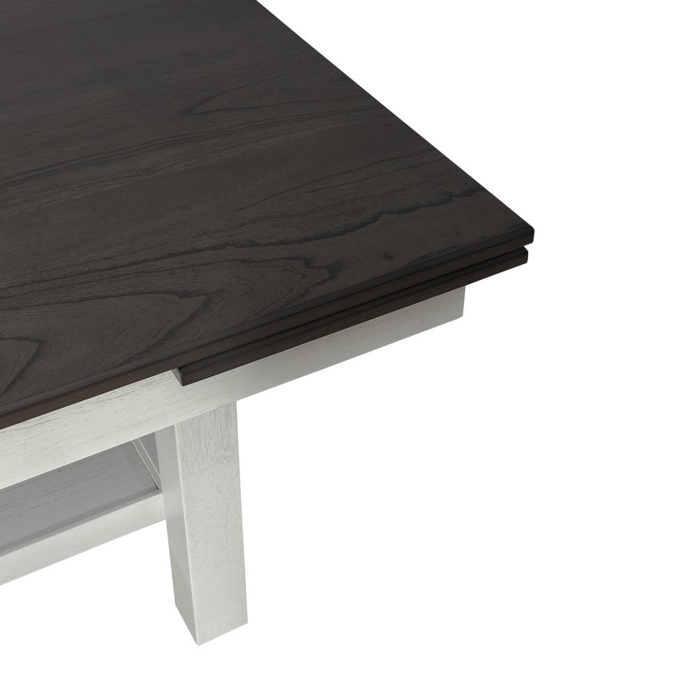 Brook Bay Trestle Table Set - Textured White w/ Carbon Gray Tops in White