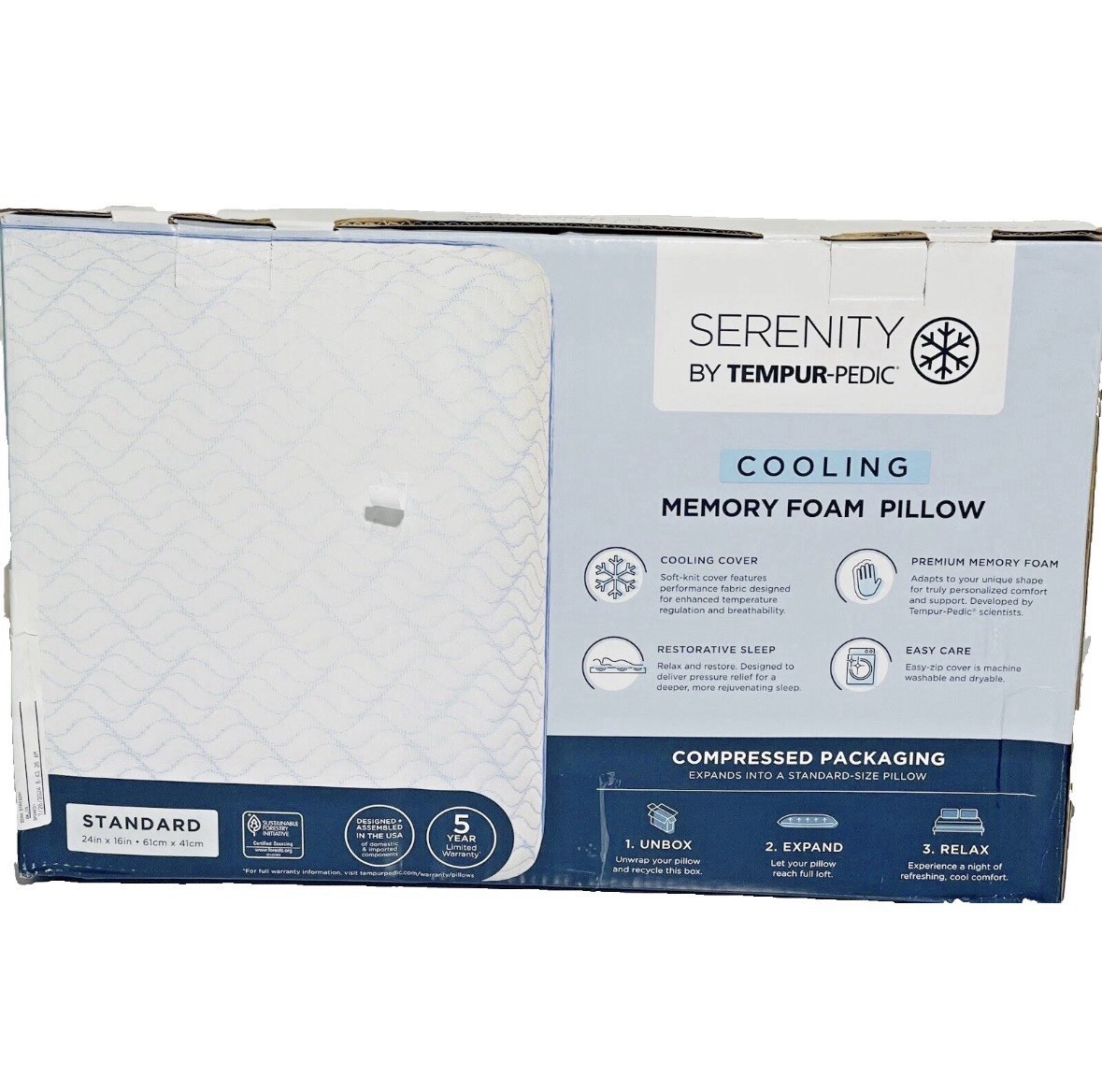 Serenity by Tempur-Pedic Cooling Memory Foam Pillow - Standard