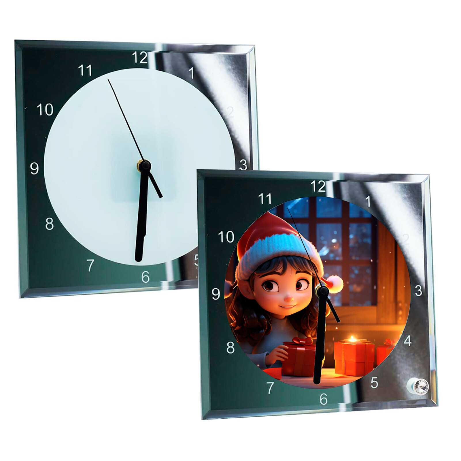 20pcs 7.8" x 7.8" Sublimation Blank Mirror Edge Glass Photo Frame with Clock