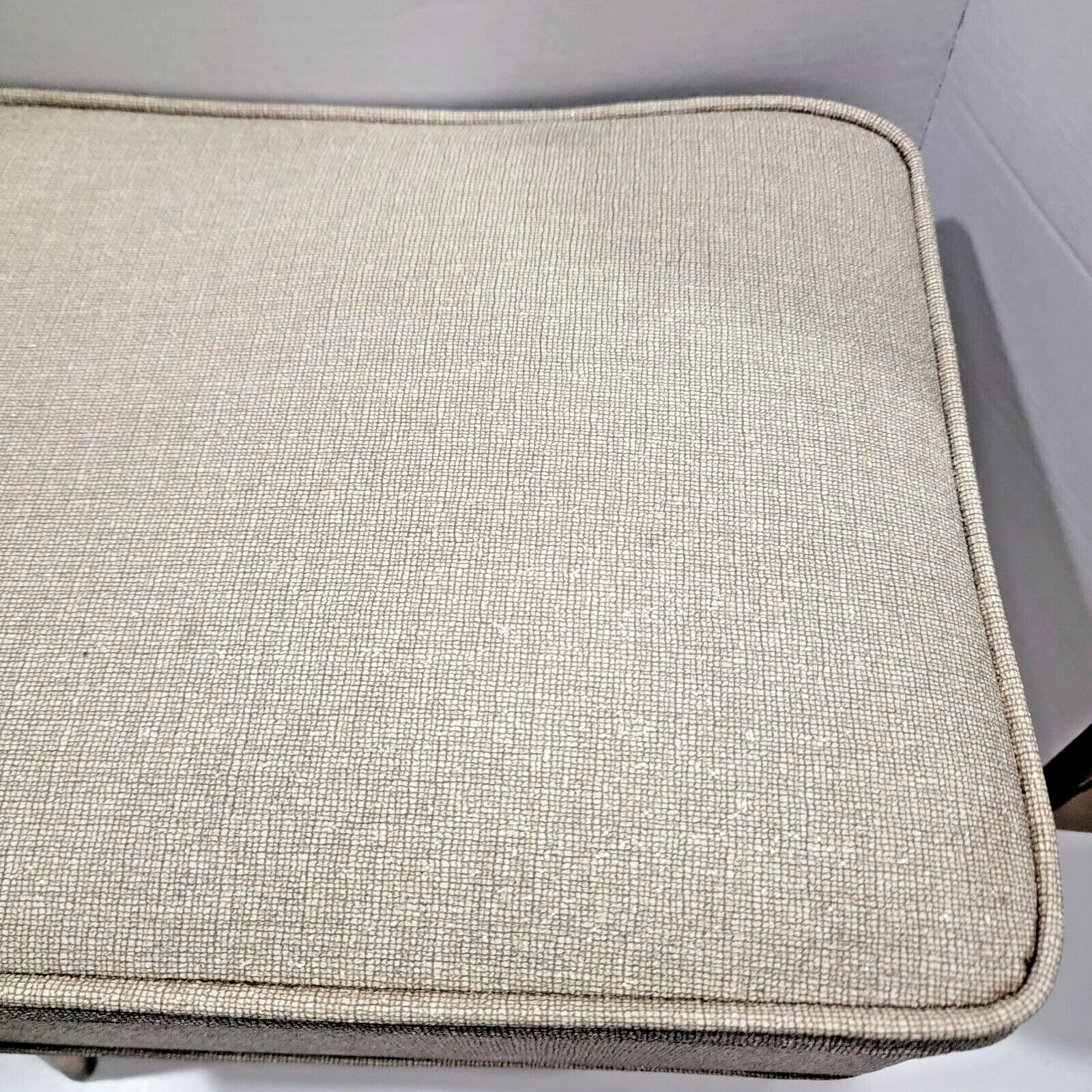 Vintage Beige Vinyl Sewing Seat Hassock Ottoman w/Storage