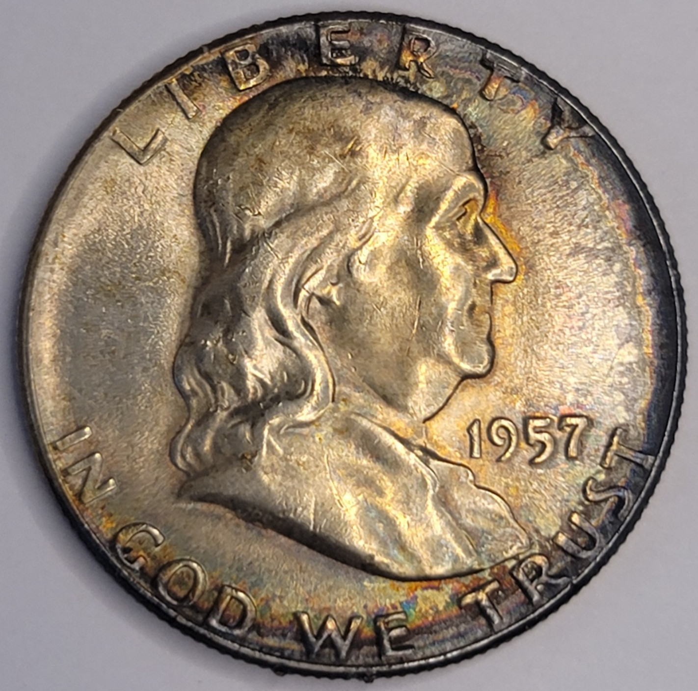 1957 P Franklin Half Dollar Naturally Toned