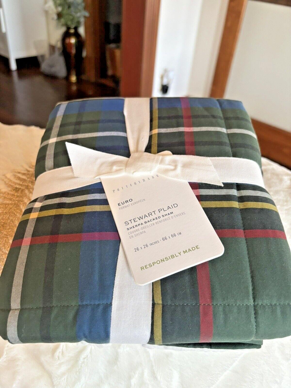 Pottery Barn Plaid Disney Pillow sham Stewart holiday Christmas party kid [