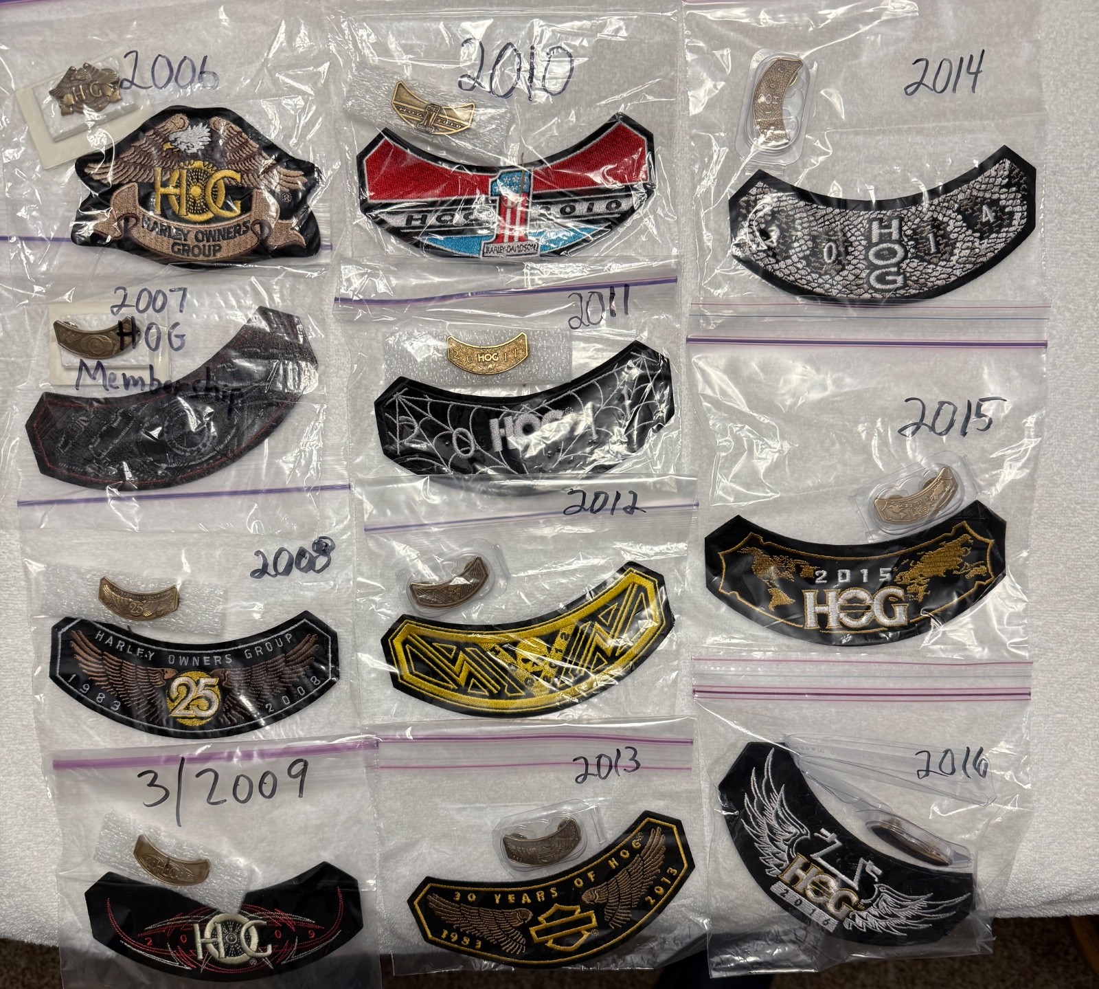 Harley Davidson Owners Group HOG Patches & Pins 2006 - 2016 Lot of 11