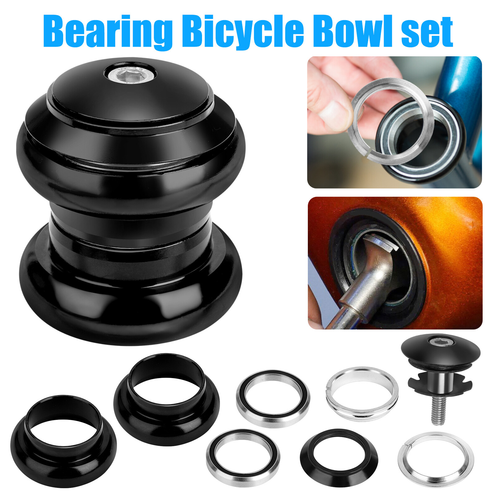 34mm 1-1/8" Threadless Ball External Bearing Headset for 28.6mm Fork MTB Bicycle