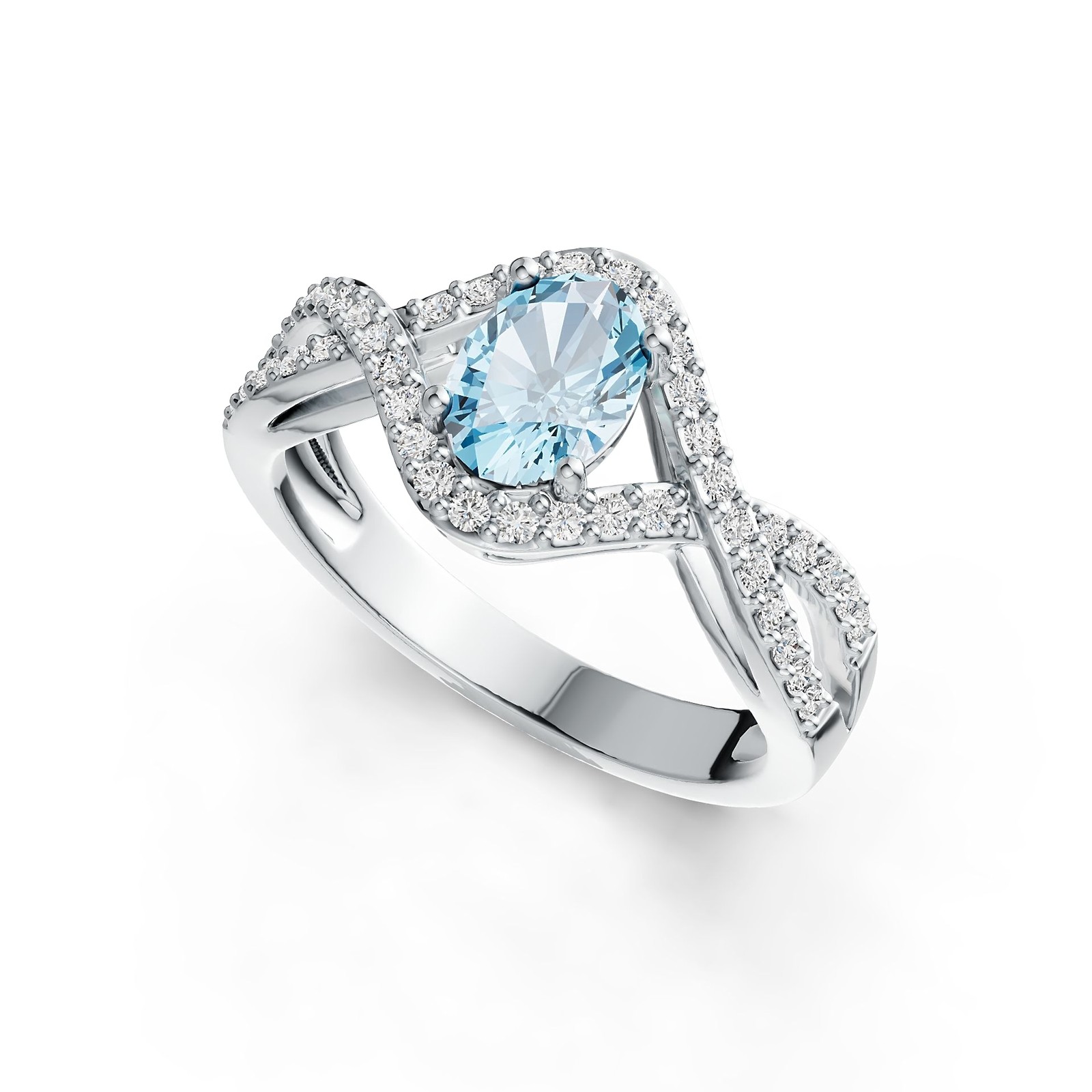 Sterling Silver Semi Mount Ring Setting Oval OV 7X5mm with White Topaz