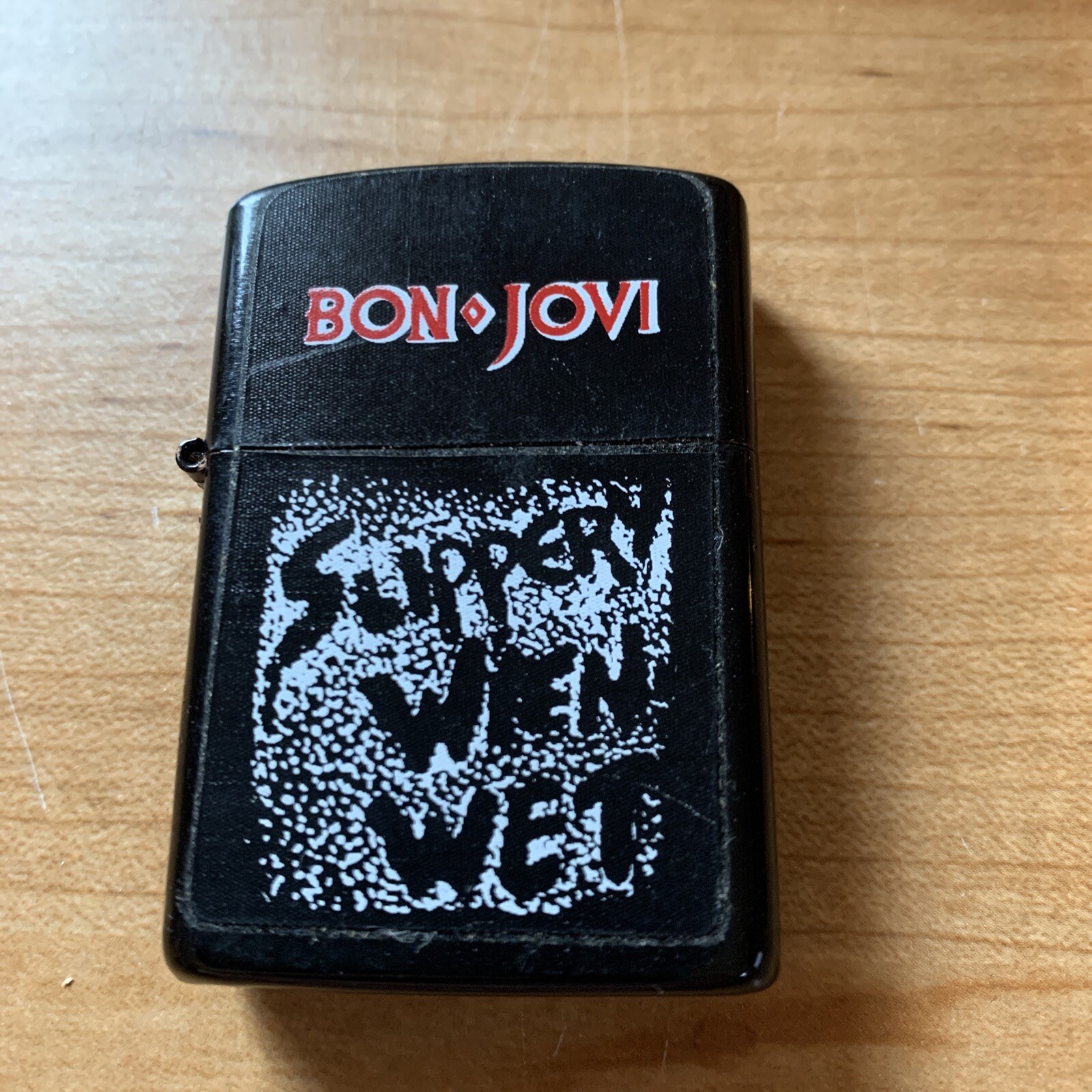 Vntage Bon Jovi Slippery When Wet Flip Top Lighter Black