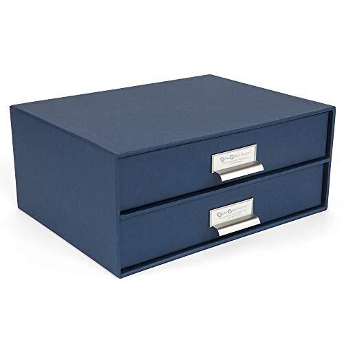 Bigso Birger 2-Drawer Fiberboard Label Frame Document Letter Box, 5.7 x 13 x 9.8