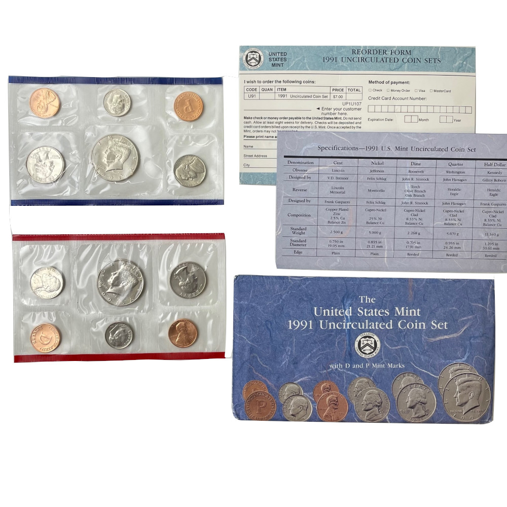 US Mint 1991  P + D   Uncirculated 10-Coin Set - OGP + COA