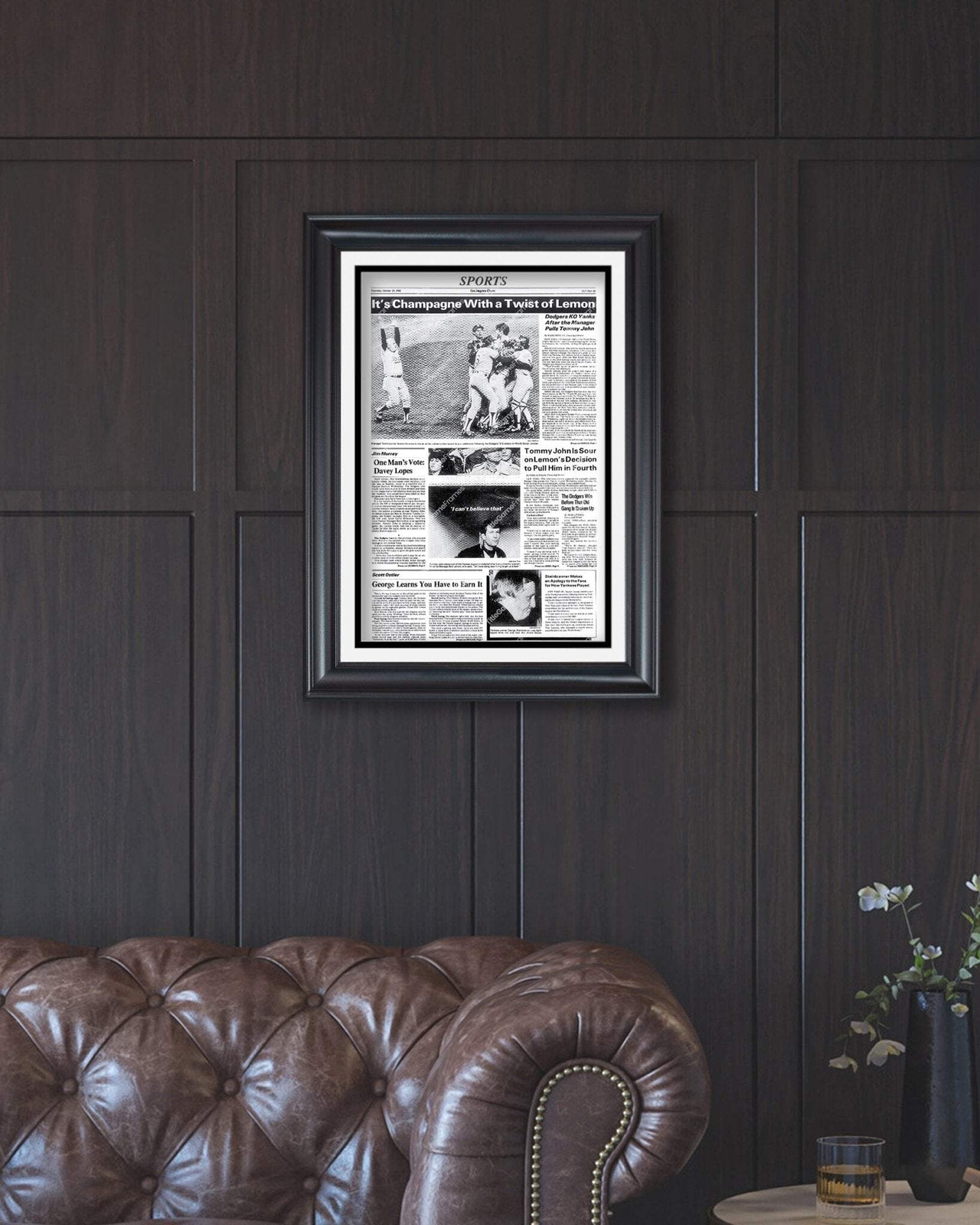 1981 Los Angeles Dodgers World Series Champions Framed Front Page Newspaper Prin