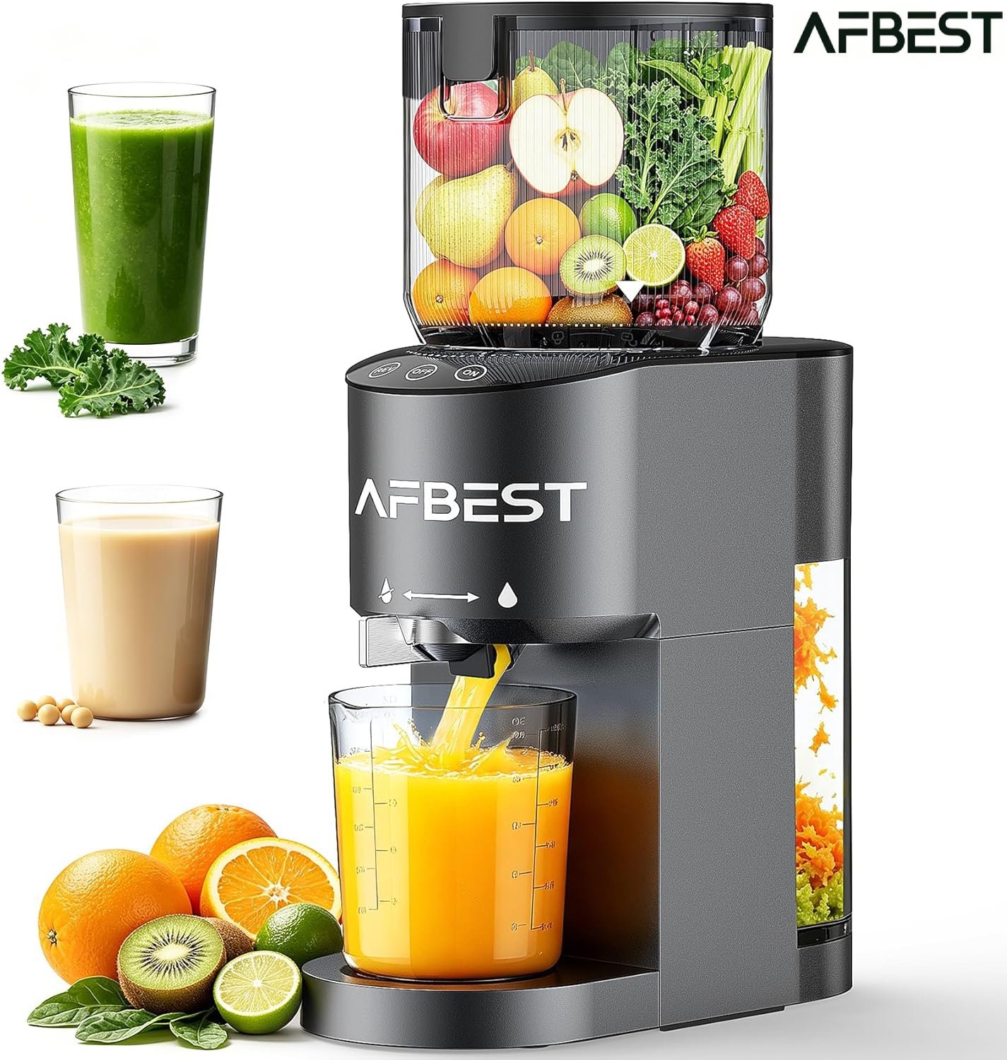 100oz Cold Press Slow Juicer Machine Smart Touch High Yield 5.8"Extra Wide Chute