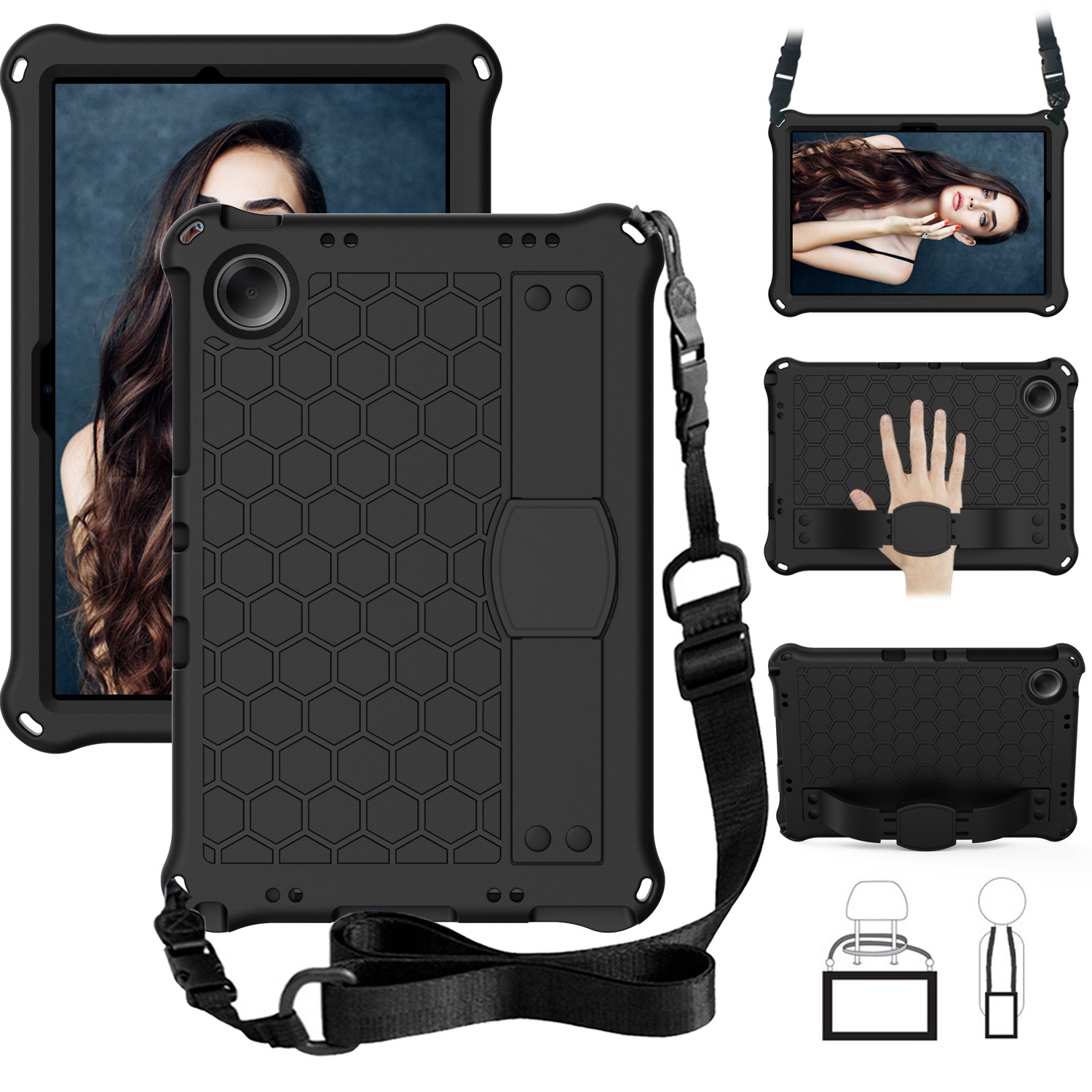 For Samsung Galaxy Tab A11+/A9+ 11"/Tab A11/A9 8.7" Shockproof EVA Case w/ Strap
