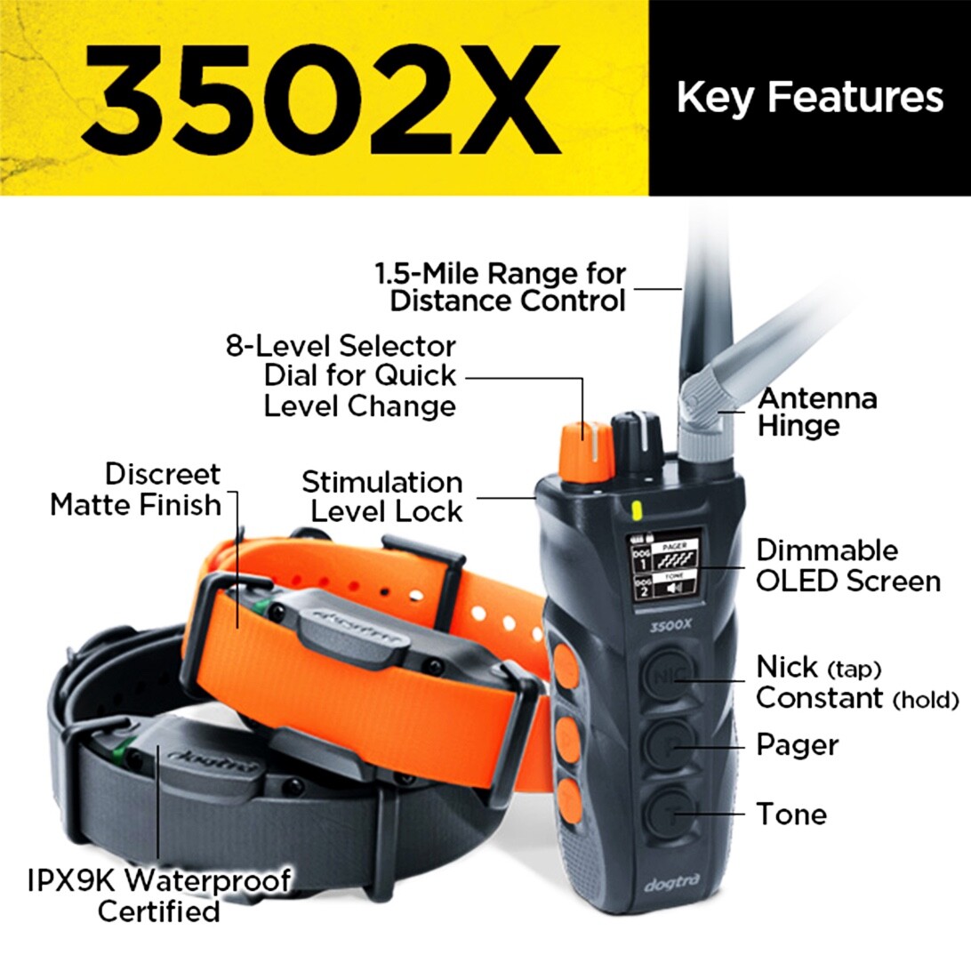 Dogtra 3502X Dual Knob 2-Dog Training Collars System