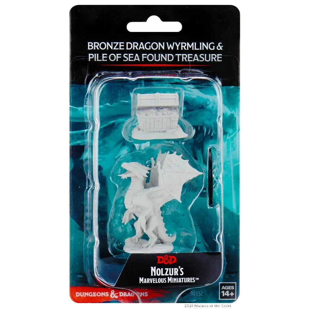 D&D Nolzur`s Unpainted MINIATURES D&D BRONZE DRAGON WYRMLING & TREASURE - NEW