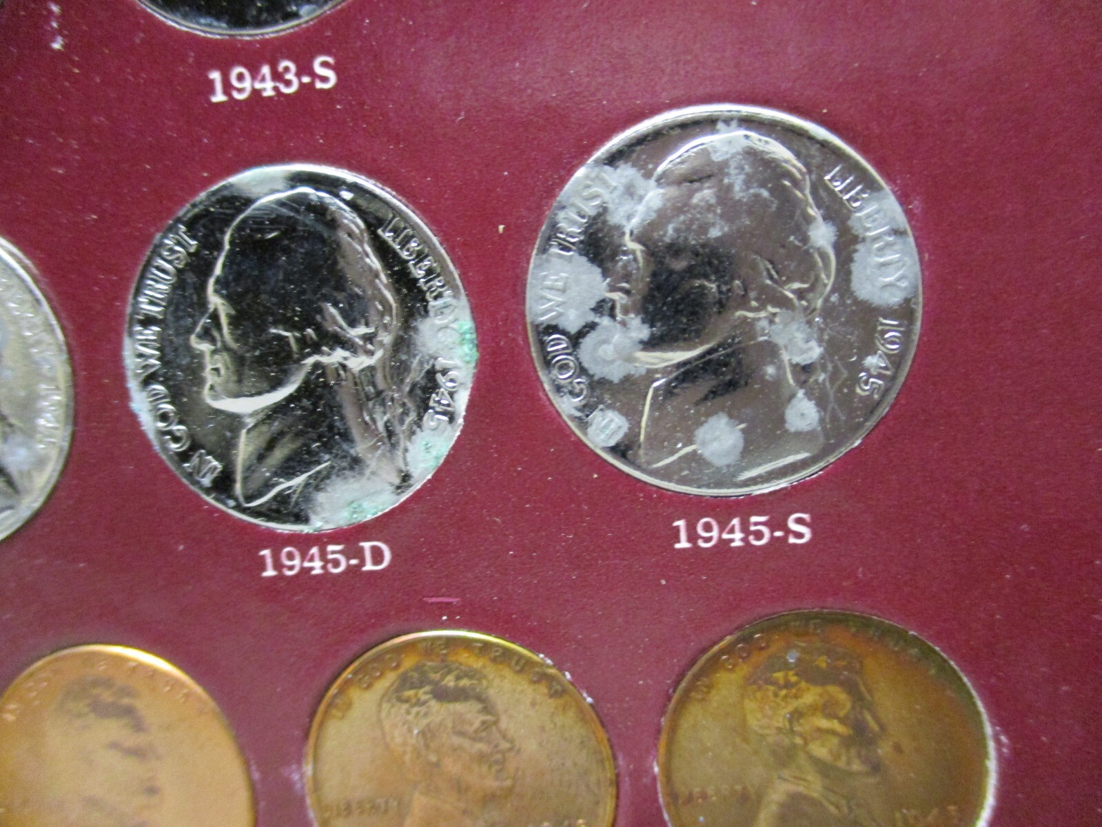 Jefferson Silver Nickel Set w/Steel & Copper Penny's 1942 to 1945 Victory Years
