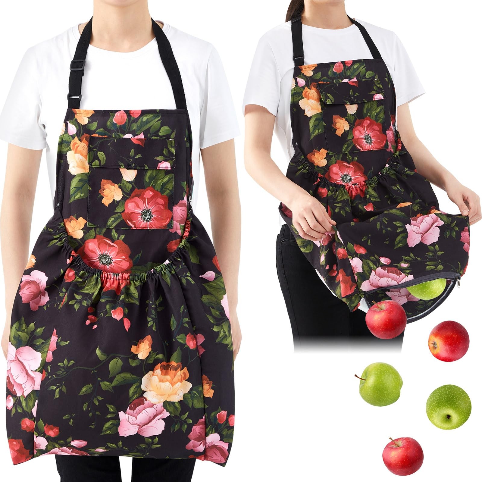 Gardening Apron with Release Pockets, Mother's Day Gifts for , Floral Apron f...