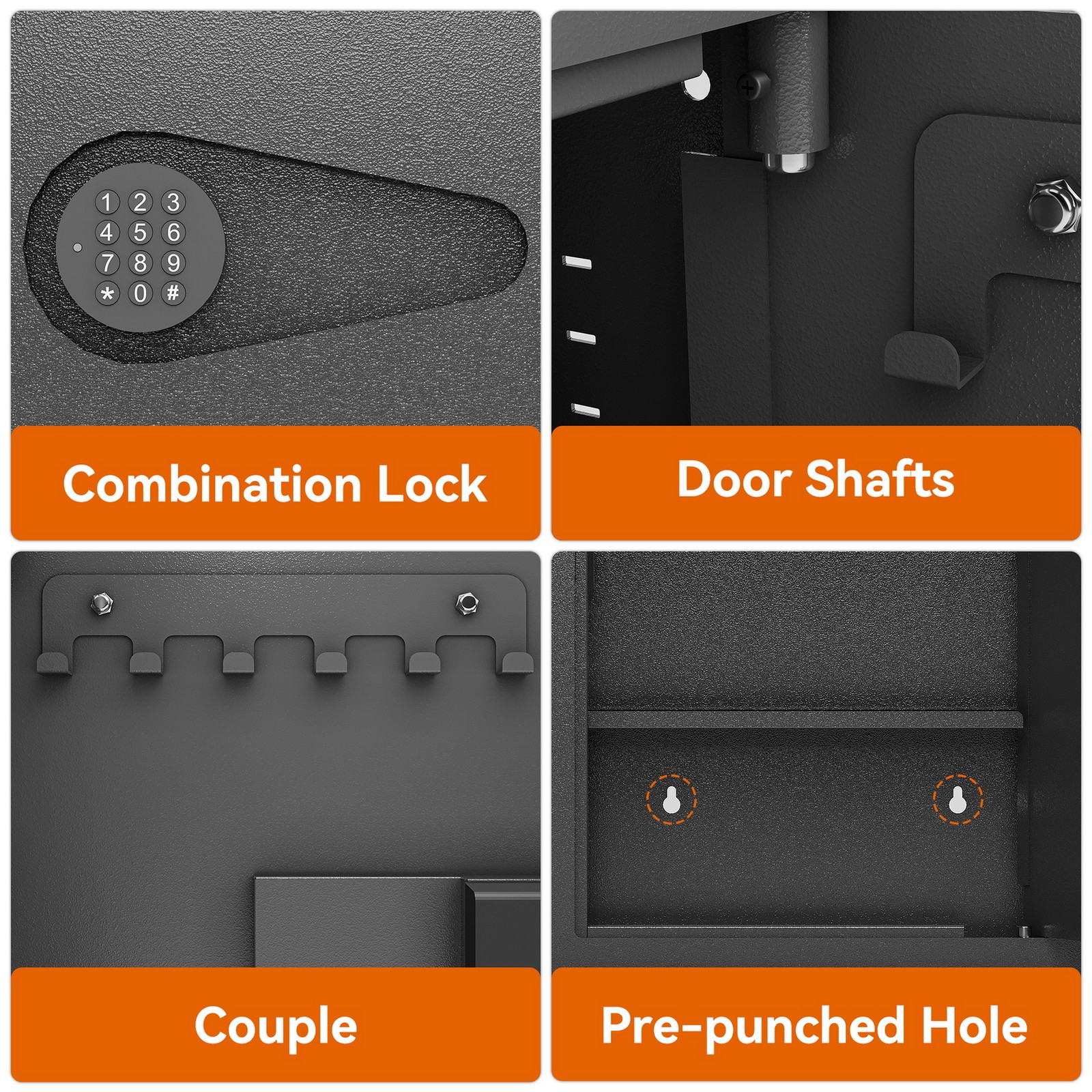 Wall Hidden Digital Keypad Flat Safe Box Fireproof Firearm Valuables Documents