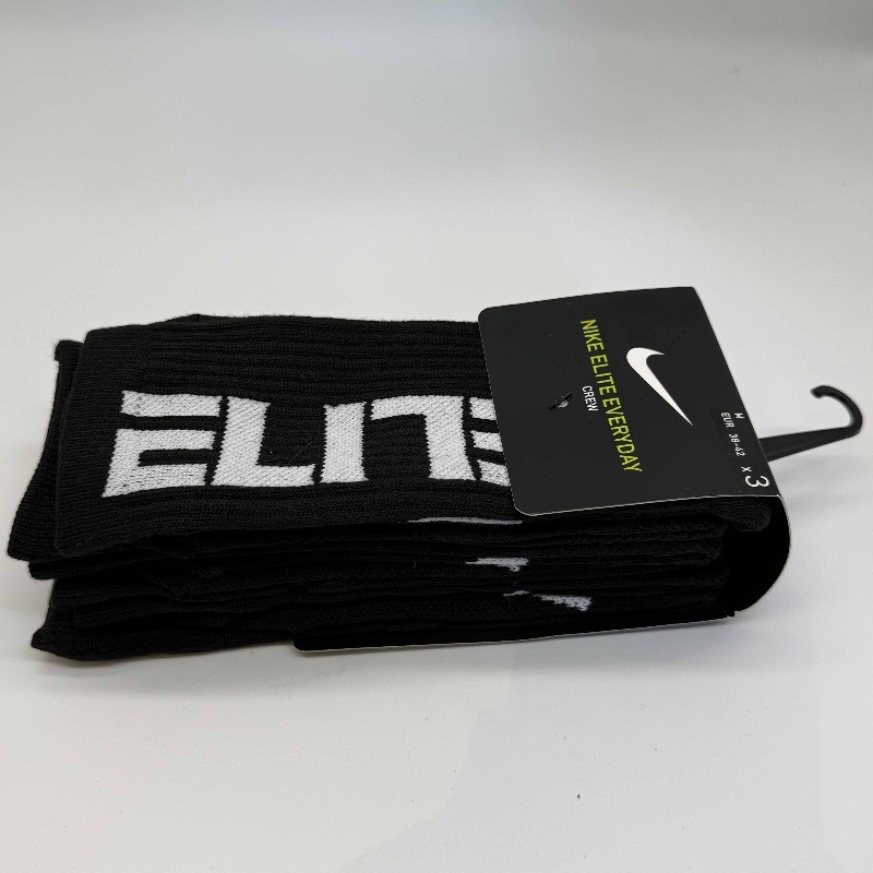 ELITE EVERYDAY CUSHIONED CREW SOCKS Unisex Black Size M 3 Pair