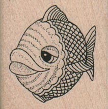 Big Lipped Fish (Small)  1 1/2 x 1 1/2" Mounted Rubber Stamp, Fish Stamp, Sea St