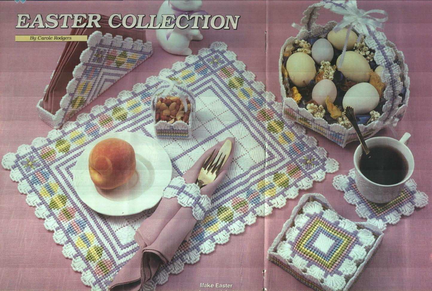 EASTER COLLECTION PLACE MAT COASTERS BASKETS PLASTIC CANVAS PATTERN INSTRUCTIONS
