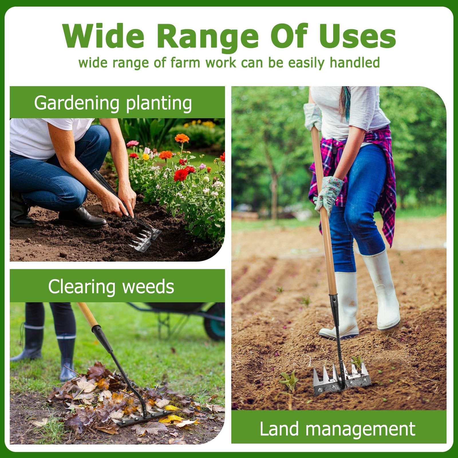 Gardenia Iron Weeding Rake, 2.0 Rake with Long transparent