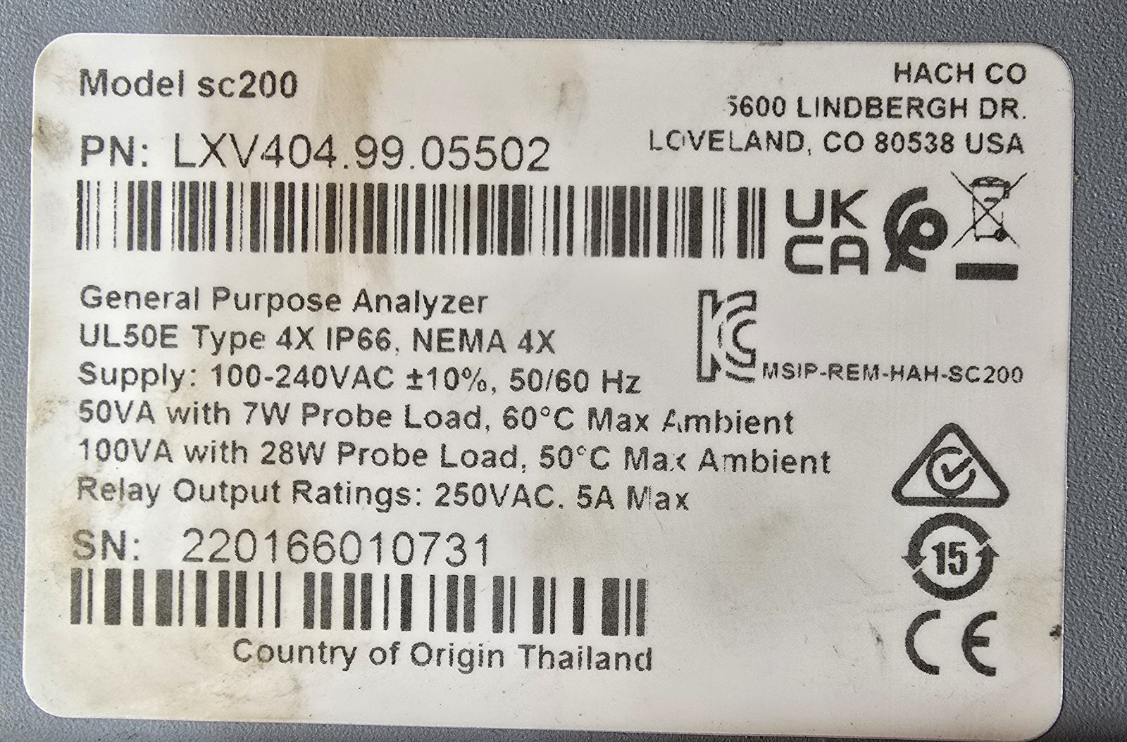 HACH SC200 General Purpose Analyzer LXV404.99.05502