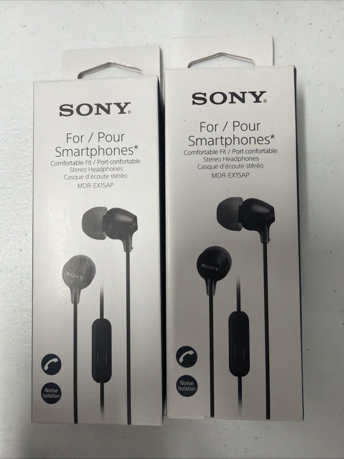 Lot 2 Sony MDREX15APZ Headset Ear Bud Headphones MDR-EX15APZ