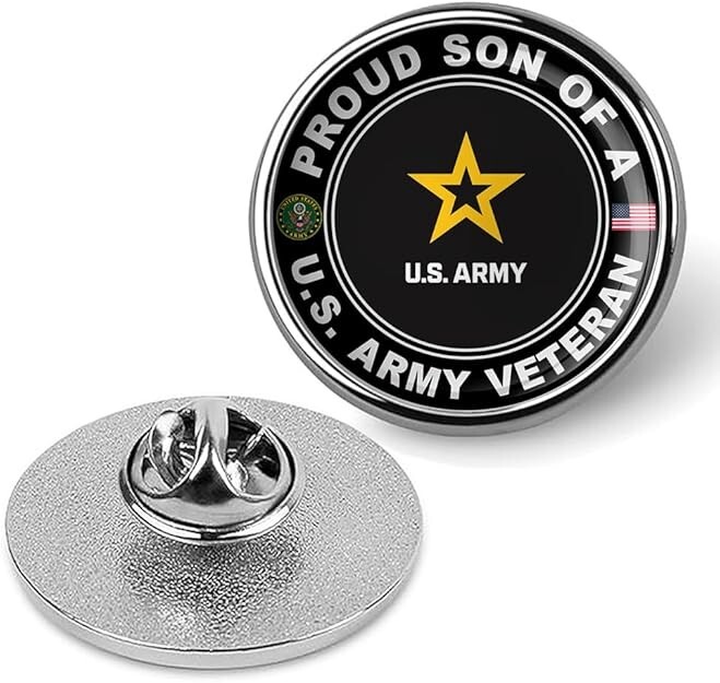Proud Son of a United States Army Veteran Tie Suit Shirt Lapel Pin - Silver