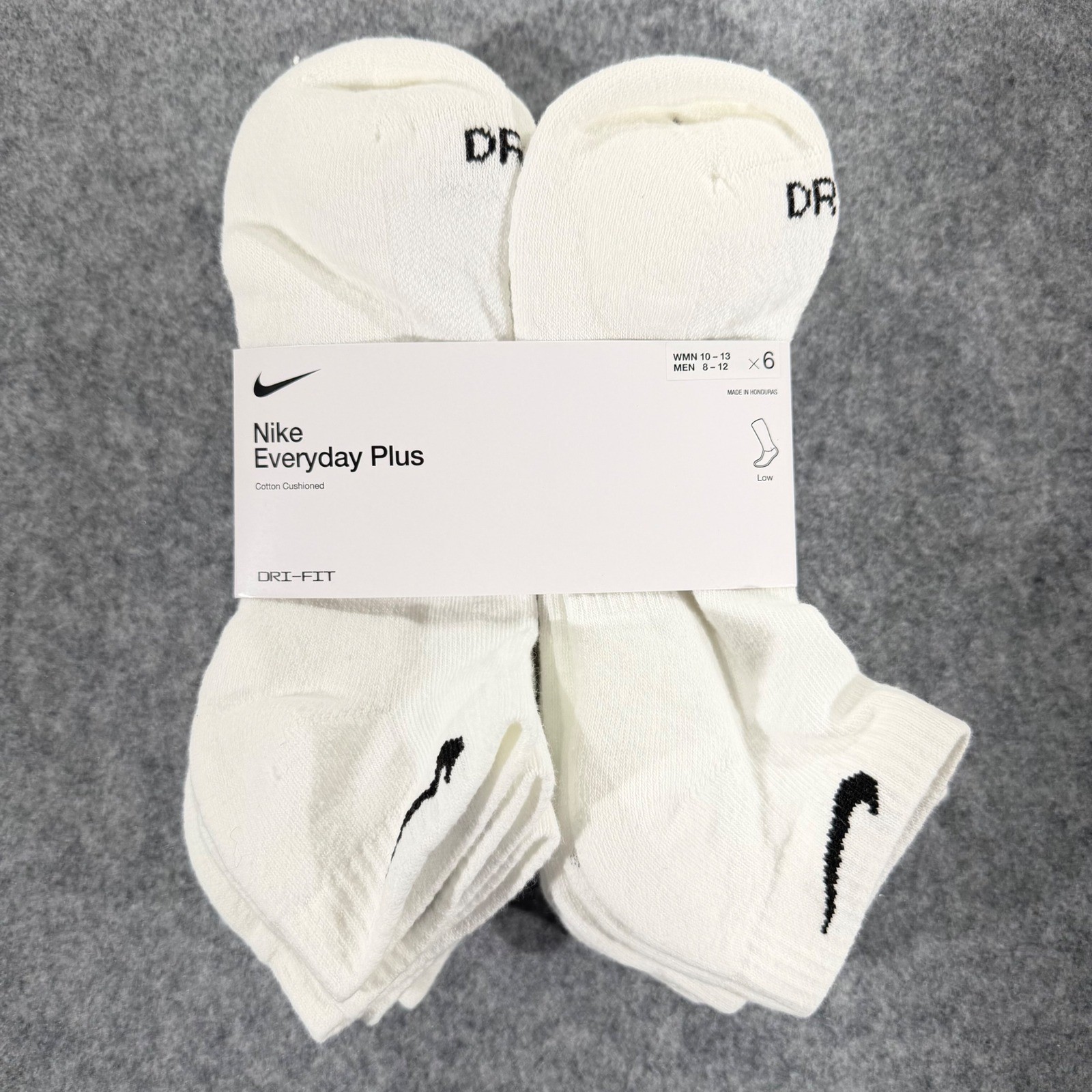 Nike Everyday Plus Cushioned Low Training Socks 6 Pair White Mens 8-12
