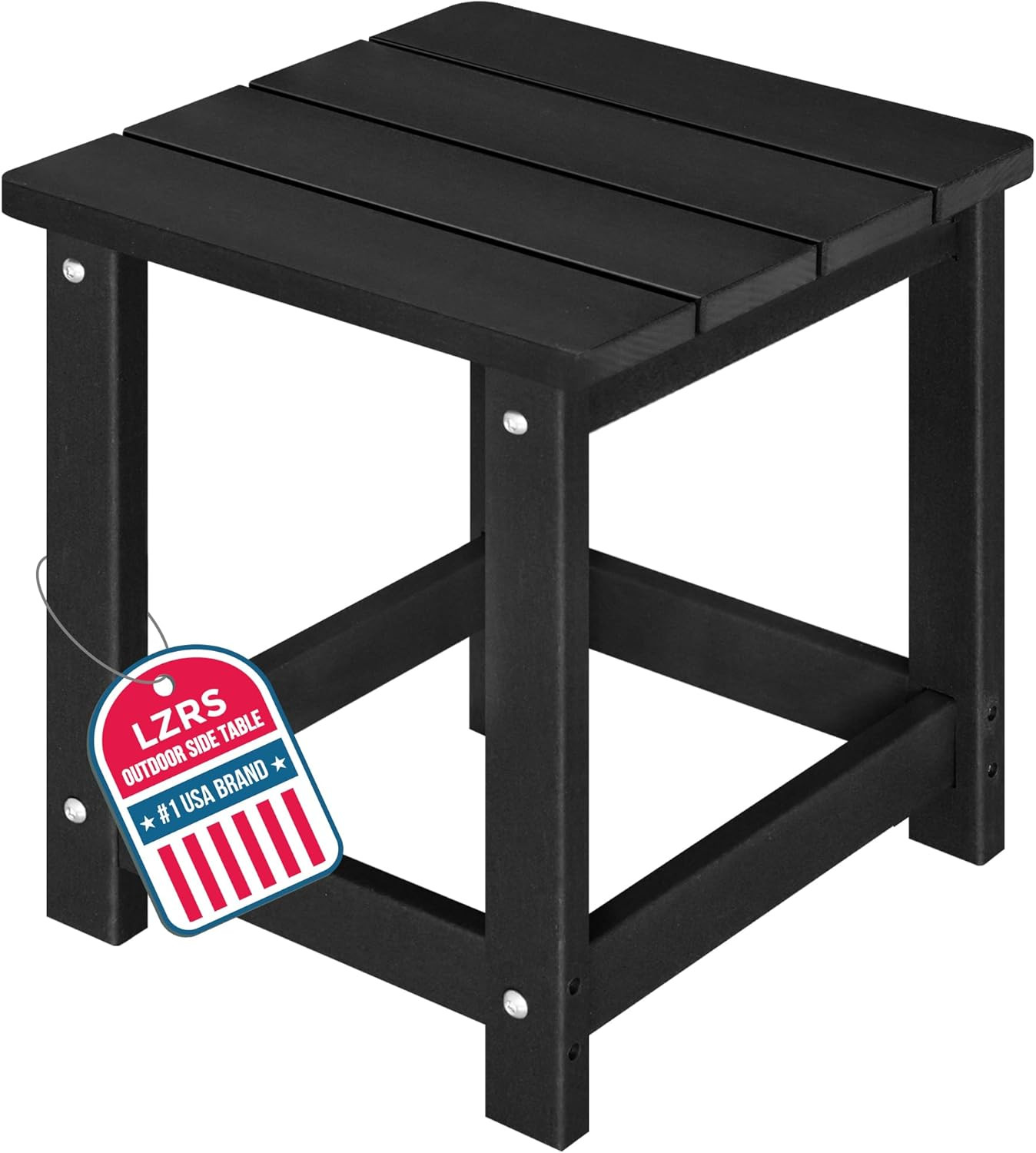 Square Patio Side Table, Heavy Duty HDPE Outdoor End Table (Black)