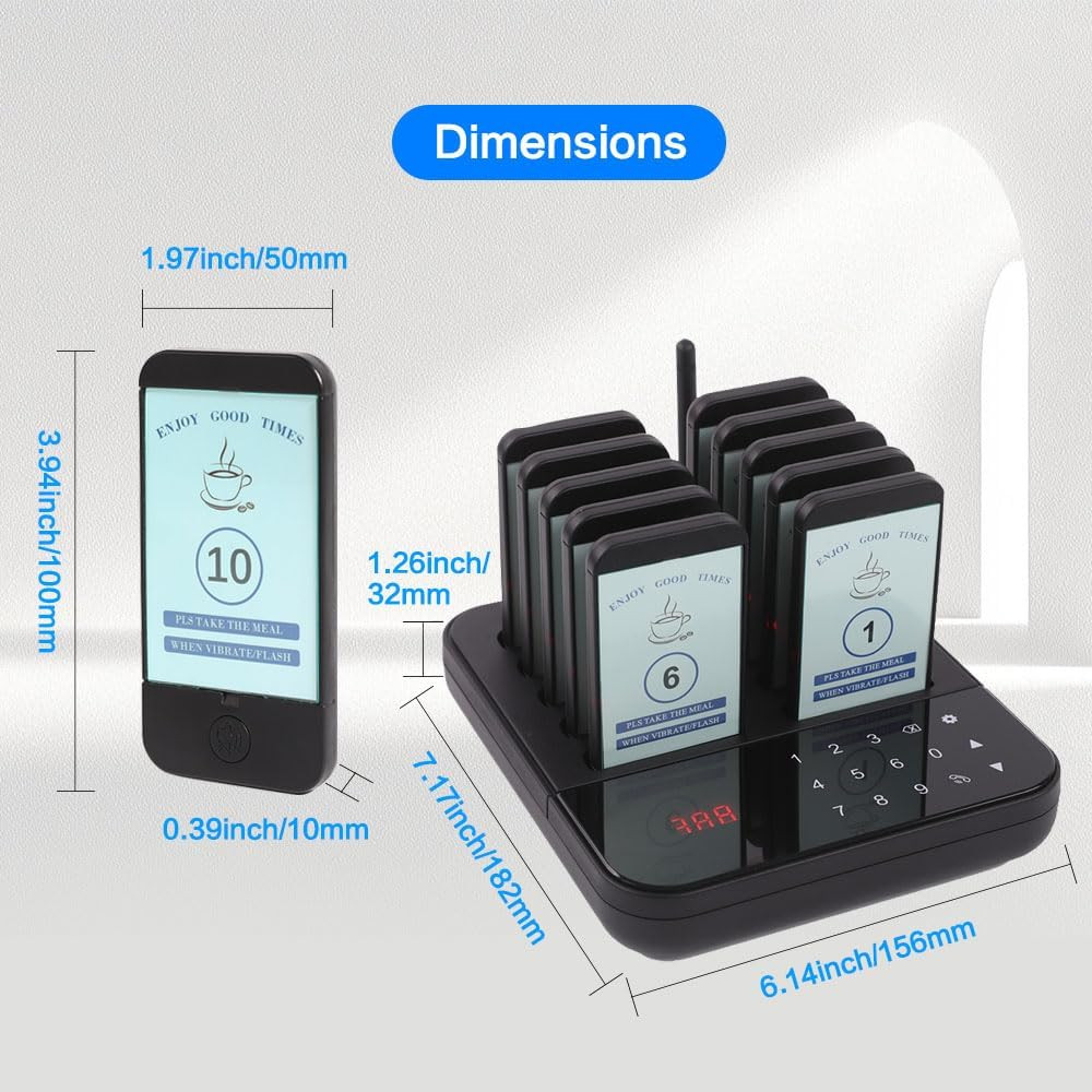AGJ Restaurant Pager 10 Beepers Wireless Calling System Guest Customer Queue Pag