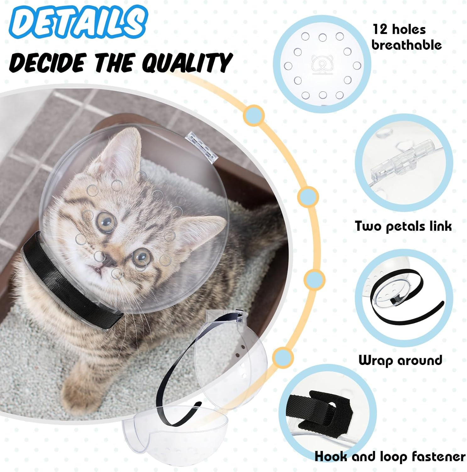 8 Pcs Cat Muzzle Set with Adjustable Cat Bathing Bag Breathable Clear Muzzle Pet