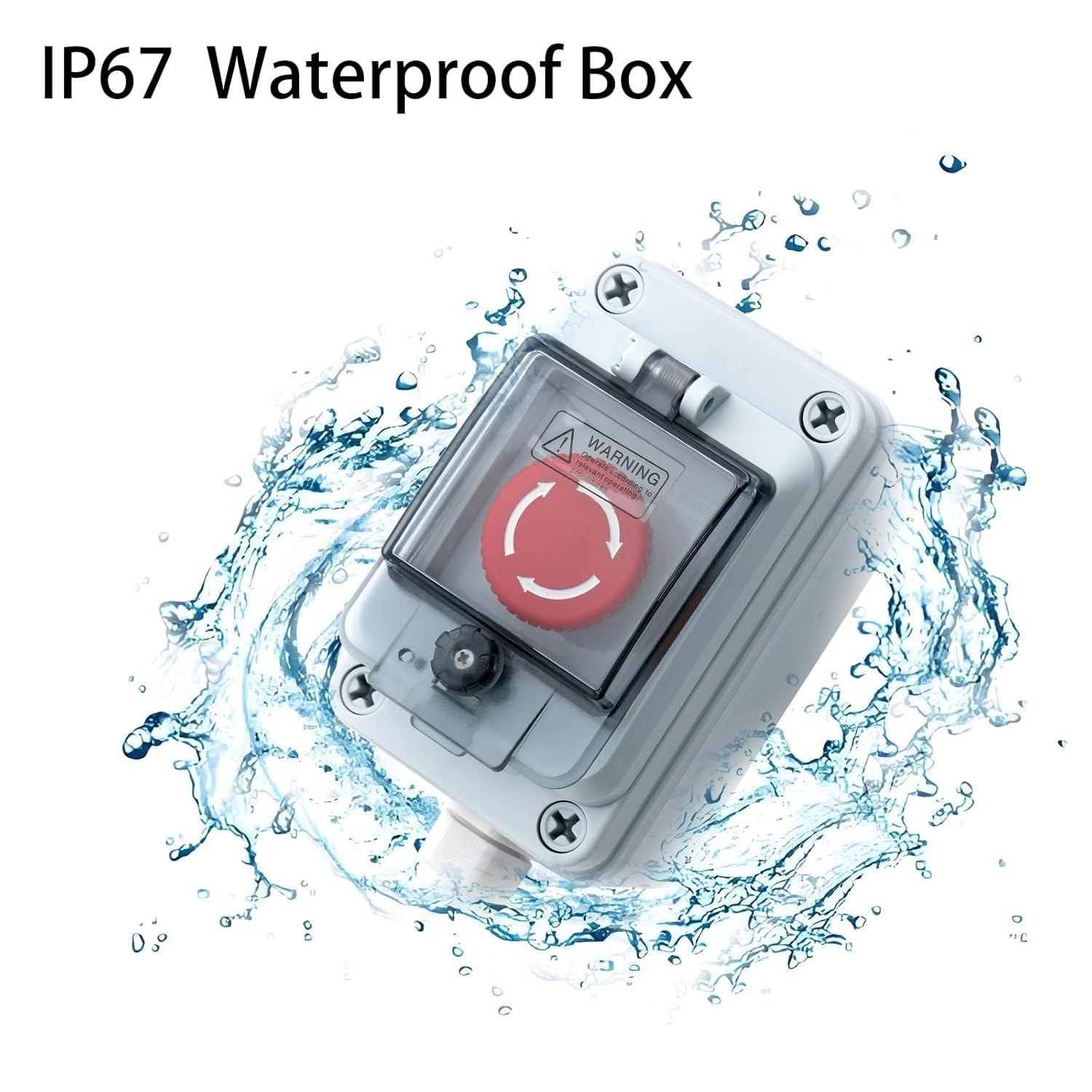 Industrial Emergency Stop Button, Electrical Shut Off Switch with Box, IP67 Wate