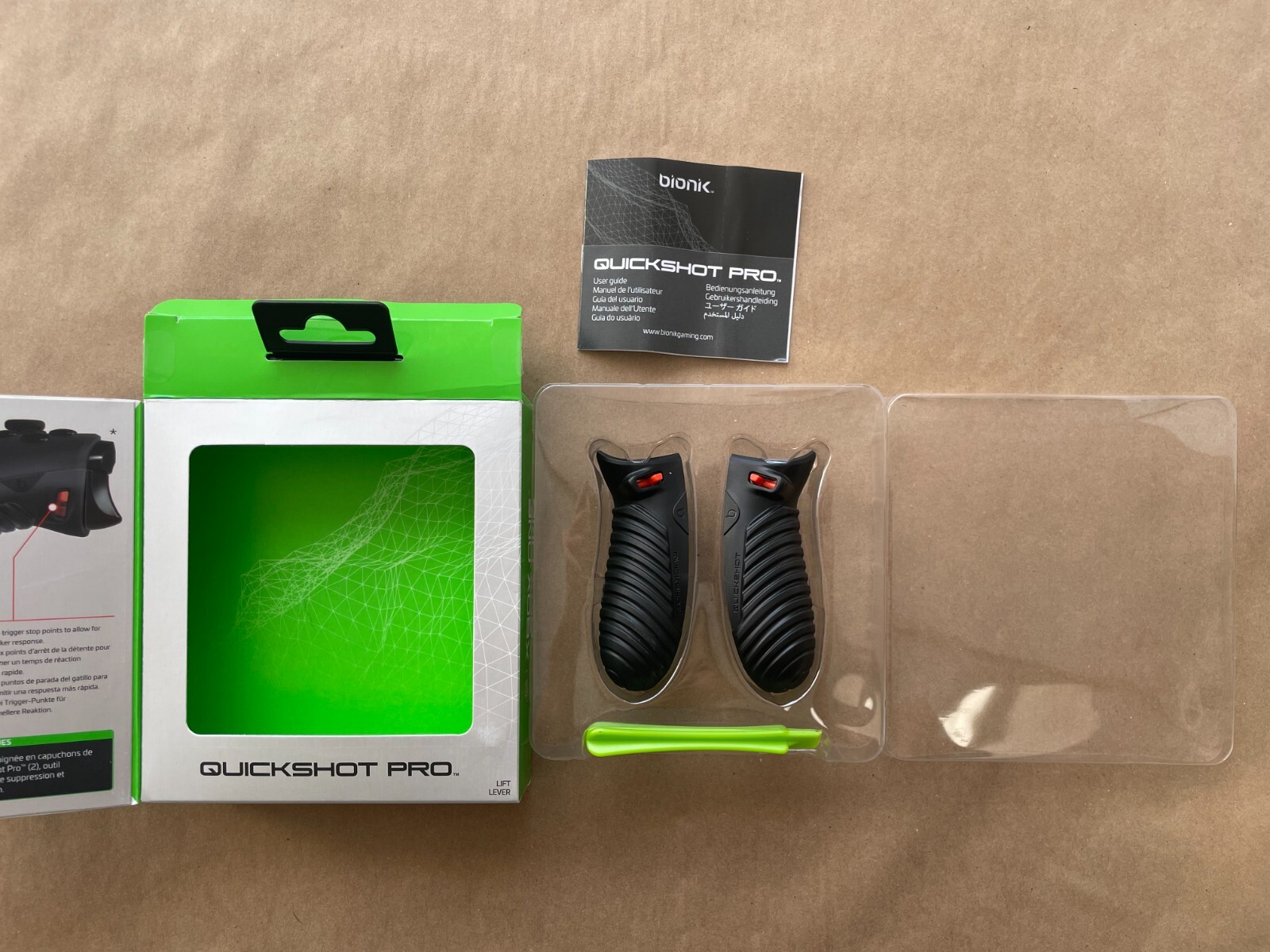 Bionik Quickshot Pro for Xbox One: Custom Grip and Dual Trigger Locks-Open Box