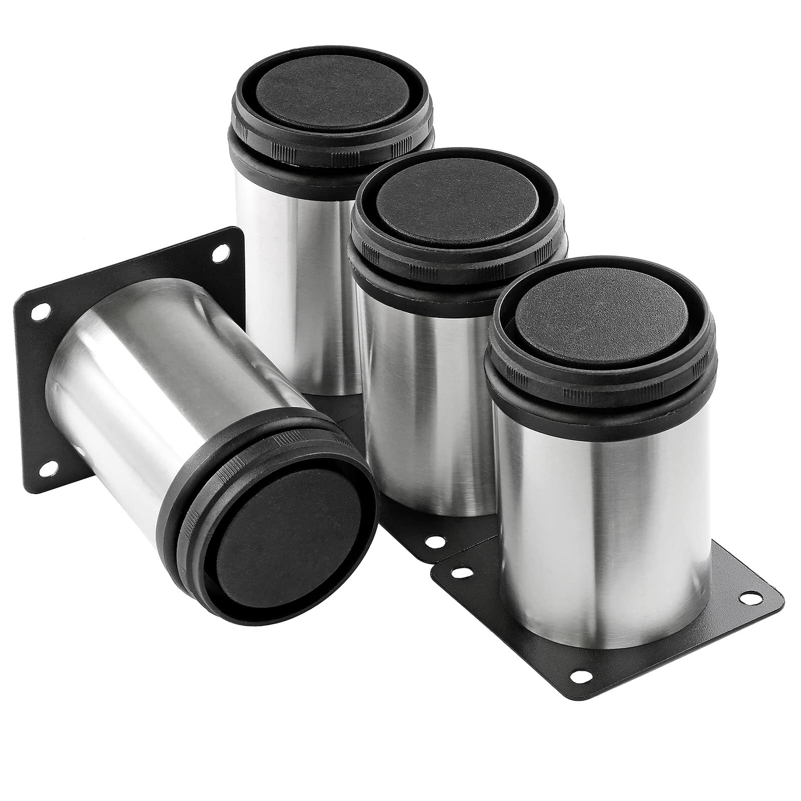 4 Pack 3 Inch Stainless Steel Adjustable Furniture Legs Round Cabinet Legs
