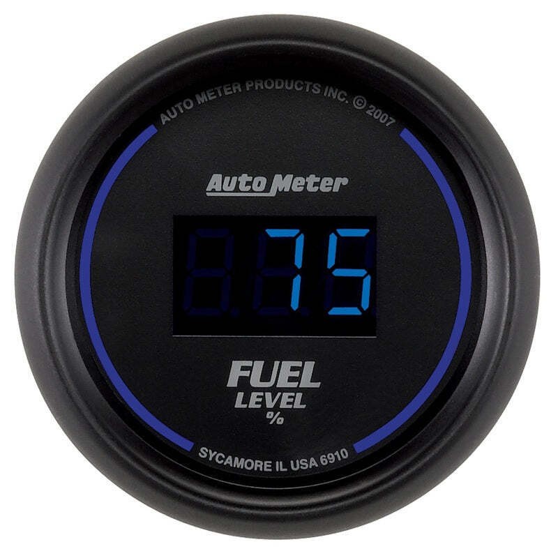 AutoMeter 6910 Cobalt Digital 52.4mm Black Programmable Empty Fuel Level Gauge