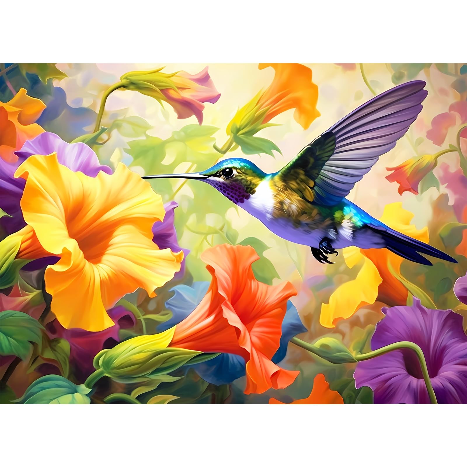 VOLUVOLU 500 Piece Puzzle for Adults, Jigsaw Puzzles,Flower Hummingbird Jigsa...