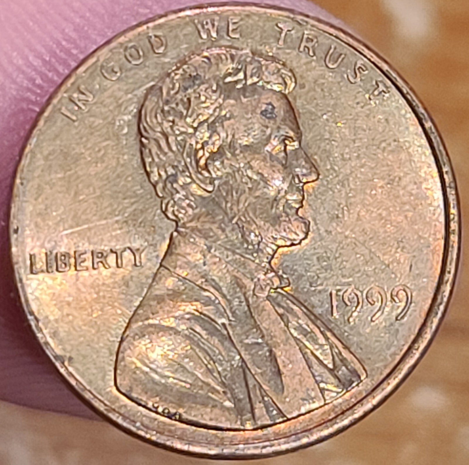 1999 Lincoln Head Memorial Penny Obverse Tilted Collar No Mint C-10
