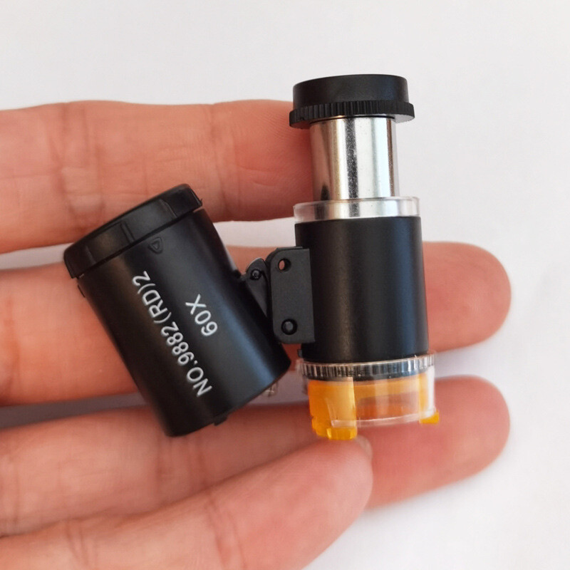 Black 60X LED UV Light Illuminated Pocket Microscope Loupe Magnifier document