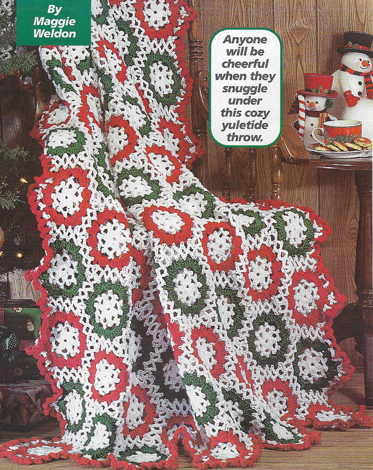 Holiday Wreaths Afghan crochet pattern instructions