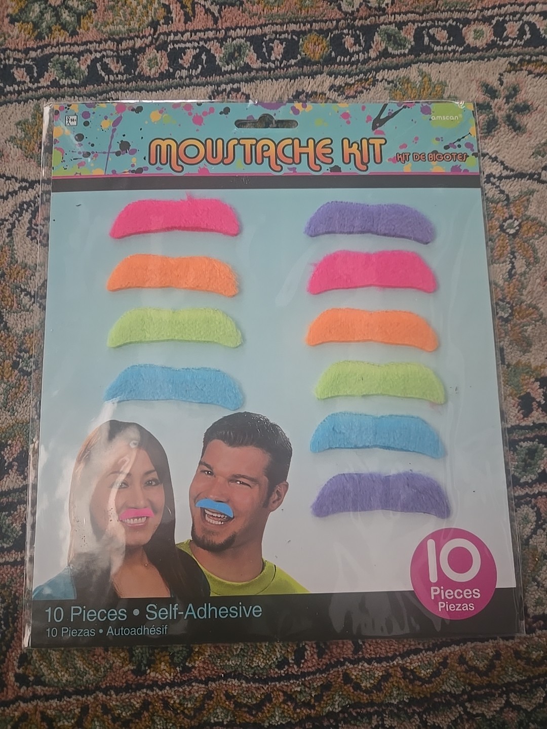 Pride Rainbow Moustache Kit 10 Piece Multicolor Cosplay Halloween Amscan New