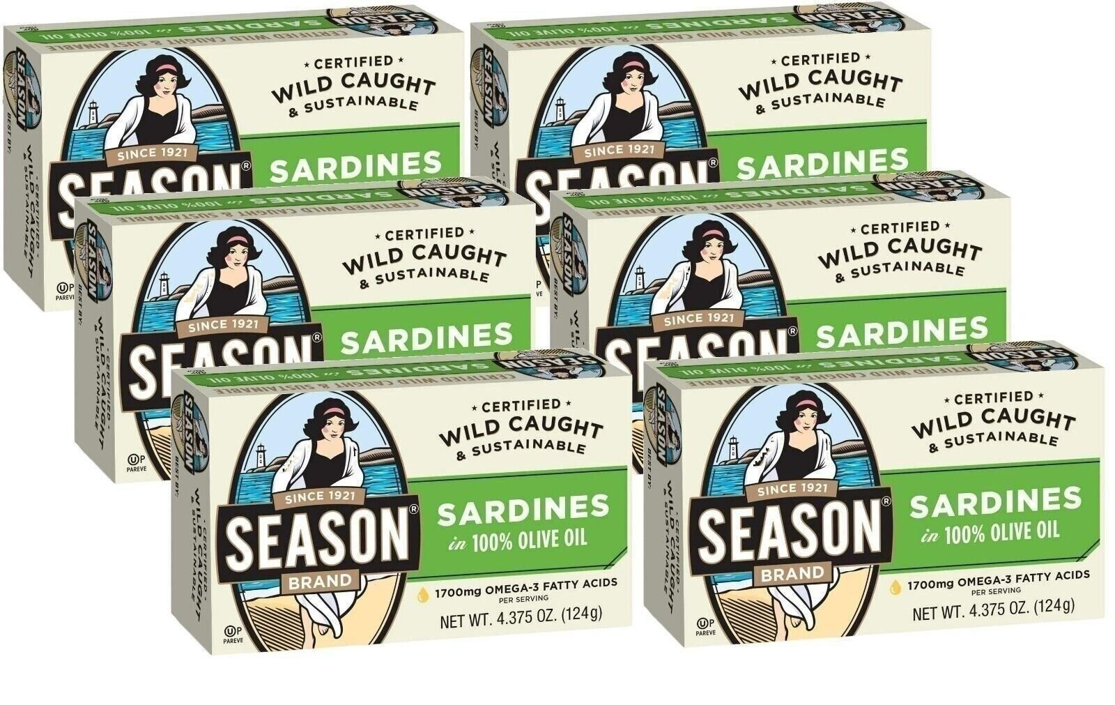 Season Sardines in Olive Oil, 4.375-ounce (Pack of 6)