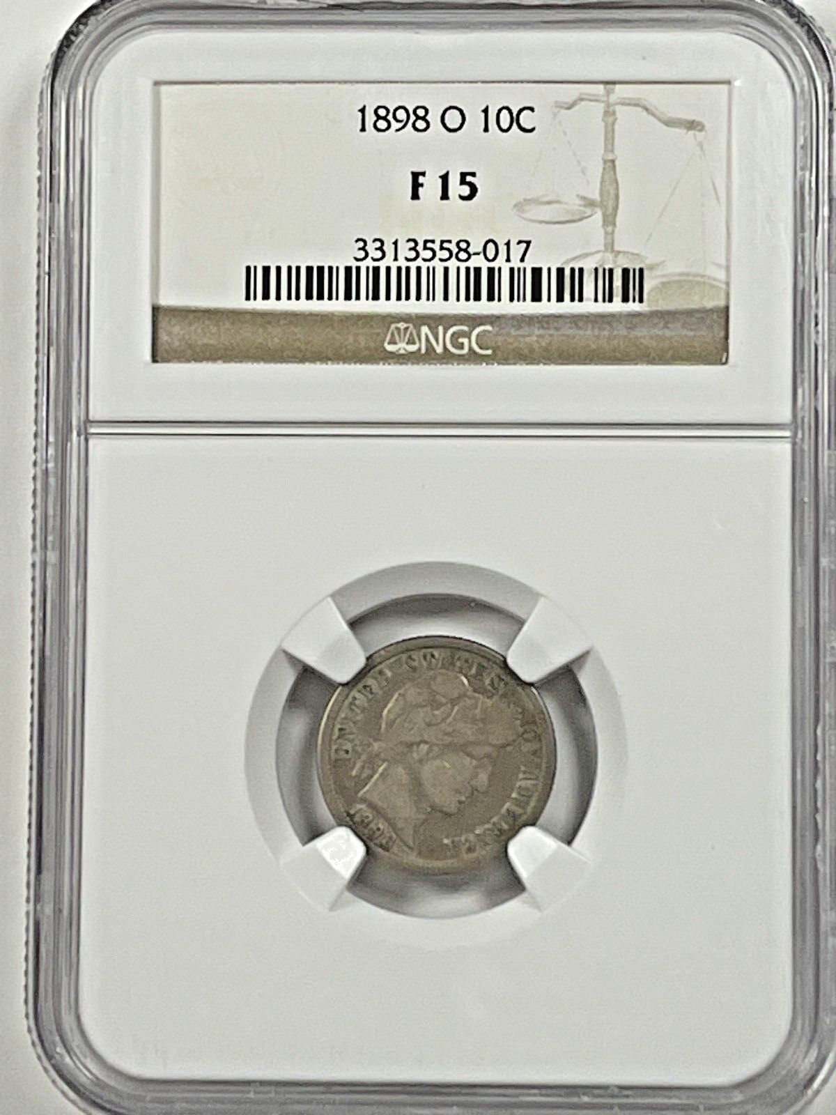 1898-O Barber Dime : NGC F15