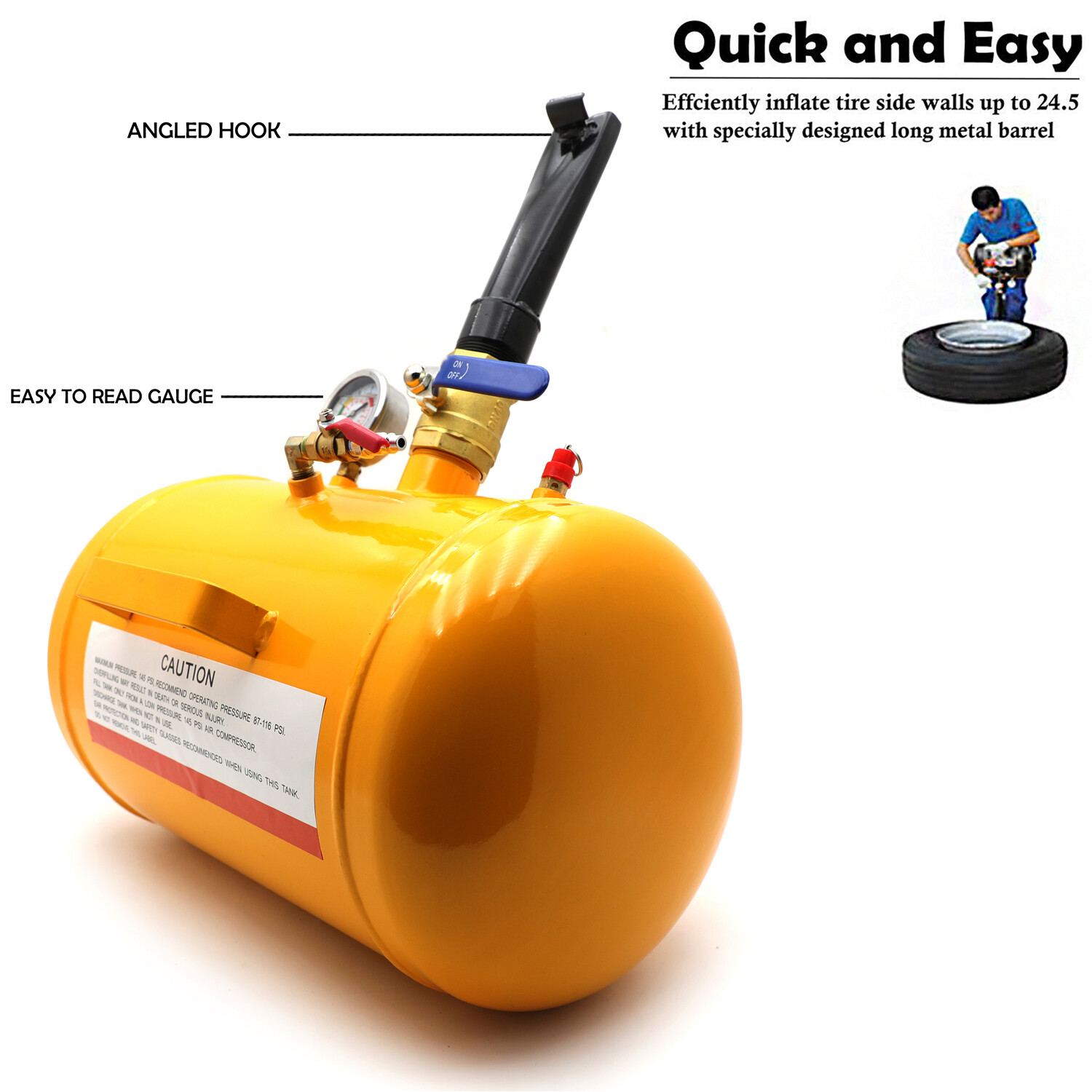 5 Gallon Air Tire Bead Seater Blaster Tool Seating Inflator Truck ATV 145PSI